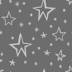 Obraz premium Hand drawn stars seamless pattern. Background texture.