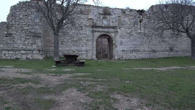 Ruins of old monastery in Guadalajara,Spain. Aerial Drone Footage