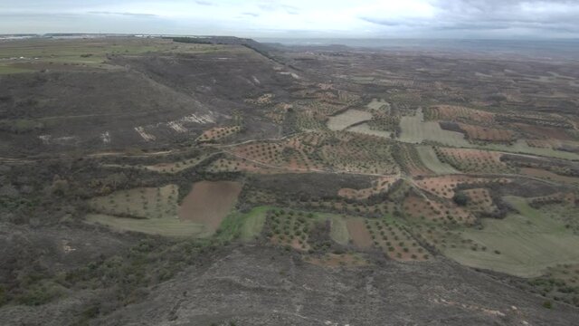 Aerial view in fields of Guadalajara near of Madrid,Spain