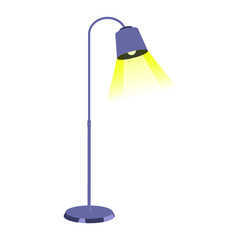 Purple floor lamp. Flat illustration of a vector icon of a home table lamp isolated on a white background.