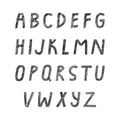 Vector illustration of a bold italic black english alphabet.