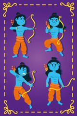 happy dussehra celebration with lords ramas blue characters