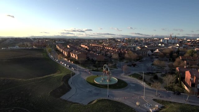 Aerial view in Nalcarnero, village of Madrid,Spain. Drone Footage
