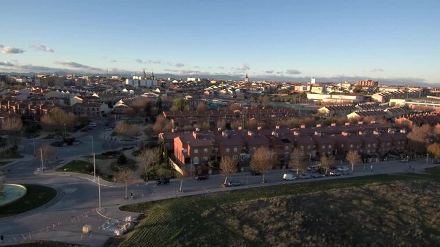 Aerial view in Nalcarnero, village of Madrid,Spain. Drone Footage