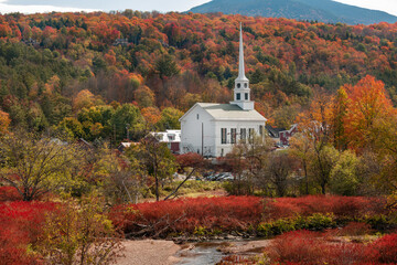 church and town in autumn