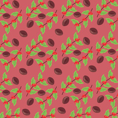 coffee brewing methods poster with beans and plants pattern