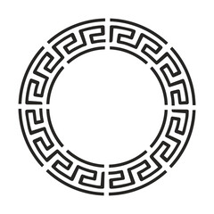 Vintage frames. Vector illustration. Decorative round frame in Greek style for photo or text. Abstract geometric ornament in the form of a circle isolated on white background.