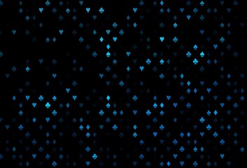 Dark BLUE vector texture with playing cards.