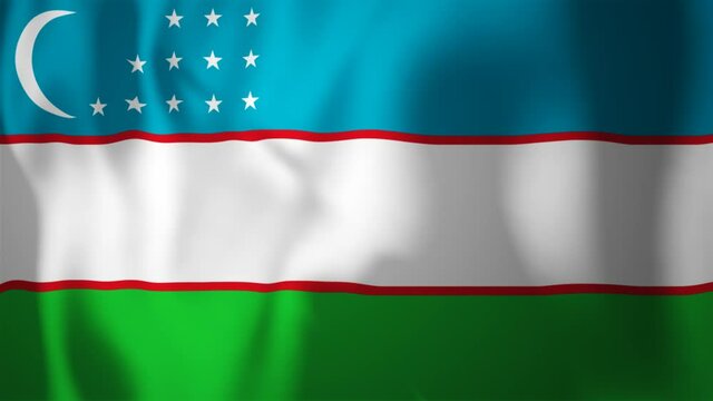 Waving Icon Of The Uzbekistan Flag, Seamless Loop Animation, Close Up