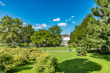 Fototapeta na wymiar Burggarten, a public park in Vienna, Austria.