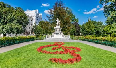 The Mozart Monument (German: Mozart-Denkmal), a monument located in the Burggarten  in the Innere Stadt district of Vienna, Austria since 1953.