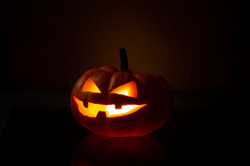 Jack o Lantern on a black background.