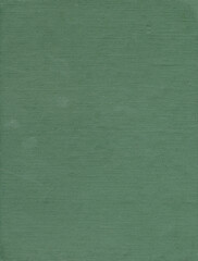 Textile texture. Green old book cover. Rough canvas surface. Blank retro page. Empty place for text. Perfect for background and vintage style design.