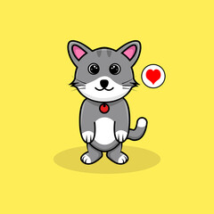 Cute Cat Stand Mascot Character Vector Illustration