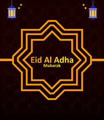 Awesome Eid al-Adha Flyer in golden yellow look modern, Perfect for Eid al-Adha celebration
