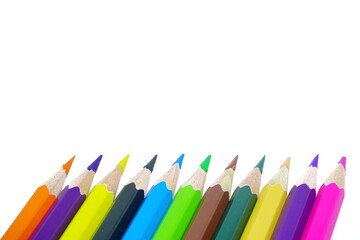Fototapeta premium Color pencils isolated on white background. Back to school concept. Coloring tools of school. 