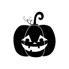 Vector dark pumpkin in simple style. Cartoon halloween pumpkin icon. Isolated vegetable silhouette.