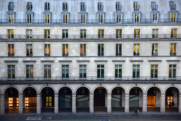 Typical buildings and arches of the rue de Rivoli, Paris France