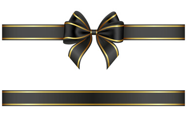 black ribbon and bow with gold edging