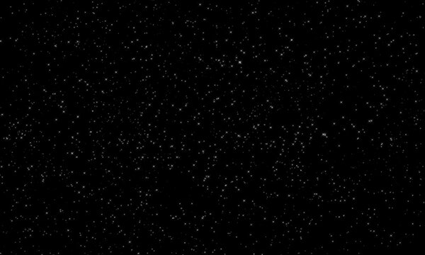 black abstract space background with many white small stars. The simple background is primitive, dark, with a shine. © Medvedeva