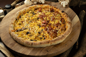 delicious giant large two flavor pizza