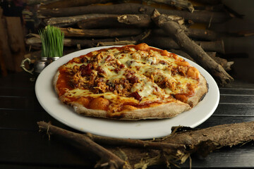 delicious giant large two flavor pizza