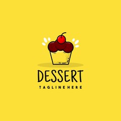 Creative dessert cup cake icon logo illustration
