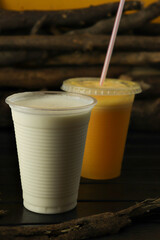 natural juices in water and milk