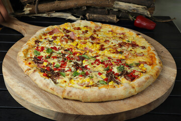 delicious giant large two flavor pizza