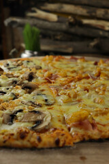 delicious giant large two flavor pizza