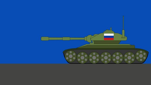 Russian tank stops then shoots animation