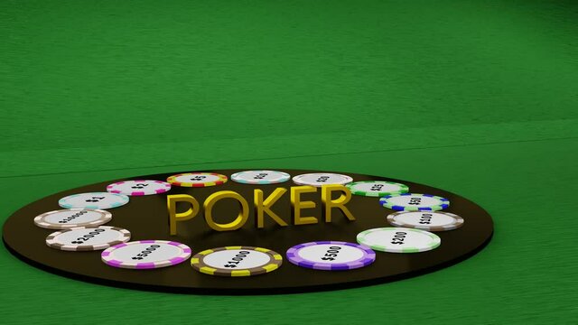 Price number chip poker random spinning on a green background., Casino online, blackjack game rules, Seamless 4K video