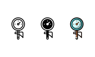 Frothing thermometer icon. With outline, glyph, and filled outline styles