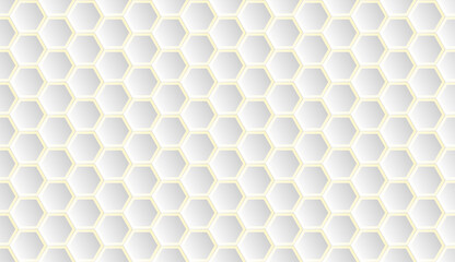 Seamless abstract honeycomb background in light grey and yellow color