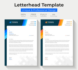 Modern Business letterhead Design. Vector Template. Graphic Element With Blue and Orange Color 