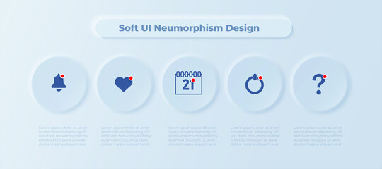 Soft UI (Neumorphism Design) Ui design element of circle symbol modern, icon for website design, mobile app

