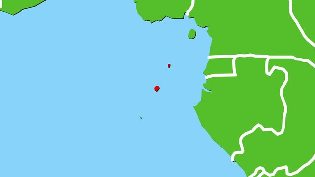 サントメ・プリンシペの位置がアップになって赤く表示されます　サントメ・プリンシペの地図