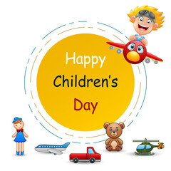 Happy International Children's Day with toys