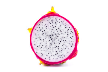 slice dragon fruit on white background