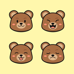 Cute Brown Teddy Bear with Alternate Emoji or Face Emotion