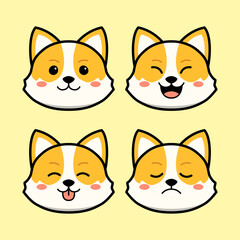 Cute Corgi Dog with Alternate Emoji or Face Emotion