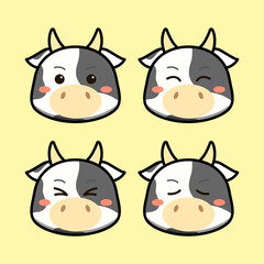 Cute Cow with Alternate Emoji or Face Emotion