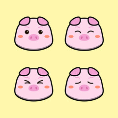 Cute Pig with Alternate Emoji or Face Emotion