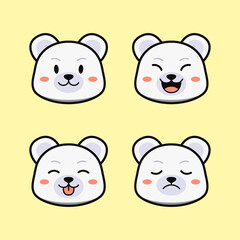 Cute White Polar Bear with Alternate Emoji or Face Emotion