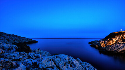 The calanques with its rocks at the blue hour - Marseille - France - June 2019