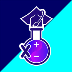 Chemistry school logo design vector