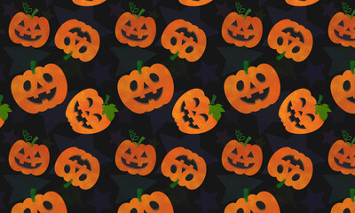 ハロウィンかぼちゃのシームレス壁紙（黒）