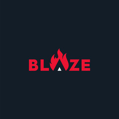 blaze typography logo flame red