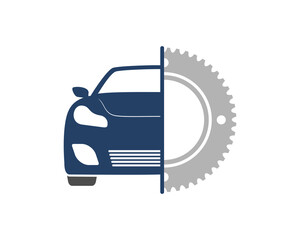 Car and gear automotive logo