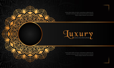 Luxury mandala background with floral ornament pattern. Hand drawn gold mandala design. Vector mandala template for decoration invitation, cards, wedding, logos, cover, brochure, flyer, banner.